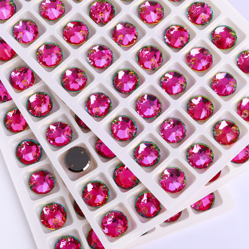 Vitrail Rose XIRIUS Round Shape High Quality Glass Sew-on Rhinestones WholesaleRhinestone