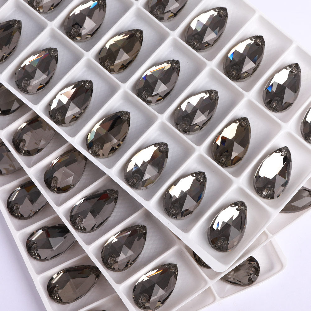 Black Diamond Drop Shape High Quality Glass Sew-on Rhinestones WholesaleRhinestone