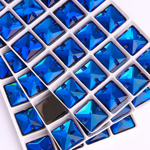 Bermuda Blue Square Shape High Quality Glass Sew-on Rhinestones WholesaleRhinestone