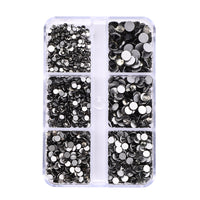 Mixed Sizes 6 Grid Box Black Diamond Glass FlatBack Rhinestones For Nail Art  Silver Back WholesaleRhinestone