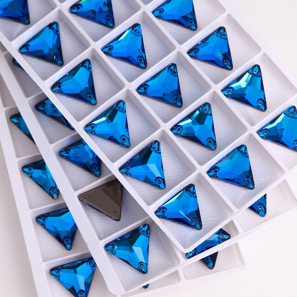 Bermuda Blue Triangle Shape High Quality Glass Sew-on Rhinestones WholesaleRhinestone