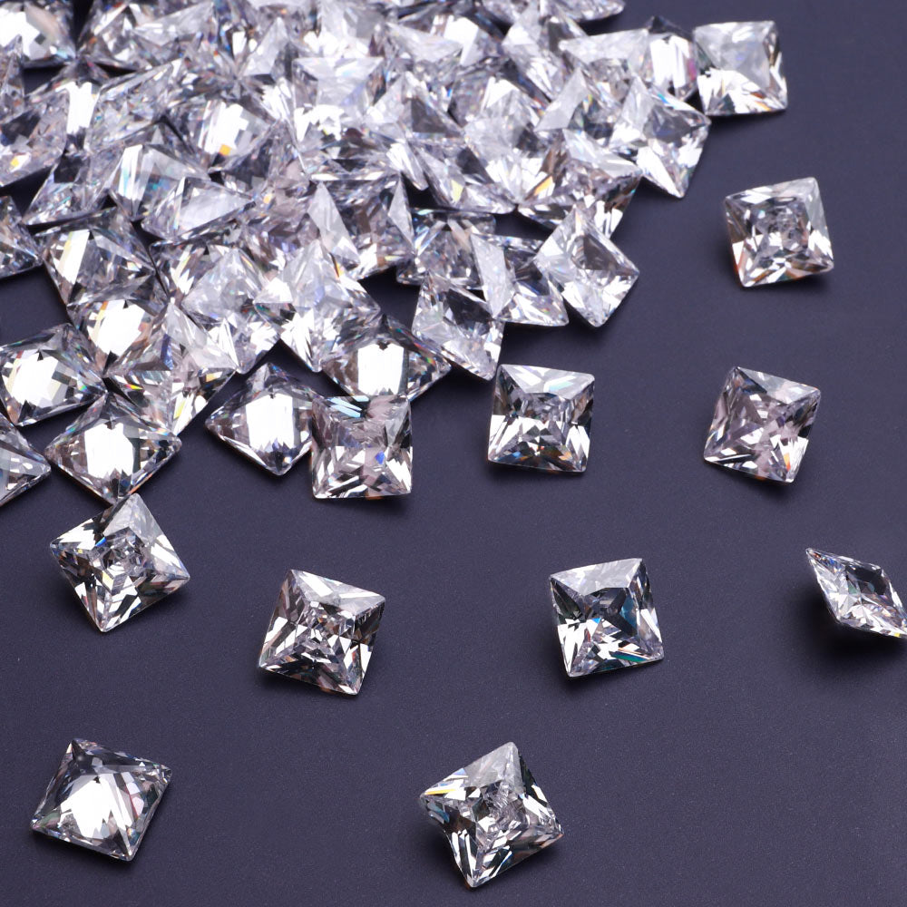 Square Shape Pointed Back Crystal Cubic Zirconia Stones For Jewelry Restoration Secondary image