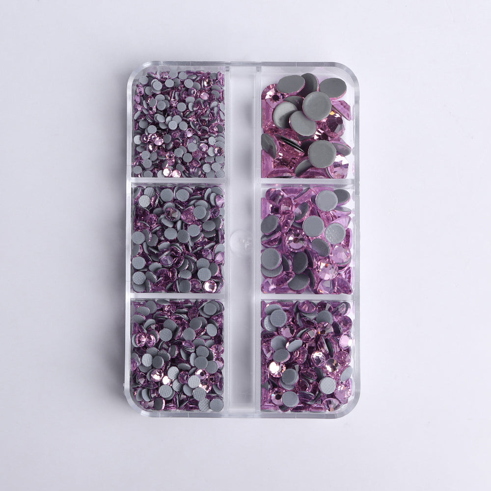Mixed Sizes 6 Grid Box Light Pink Glass HotFix Rhinestones For Clothing DIY WholesaleRhinestone Main image