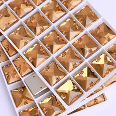 Light Smoked Topaz Square Shape High Quality Glass Sew-on Rhinestones WholesaleRhinestone