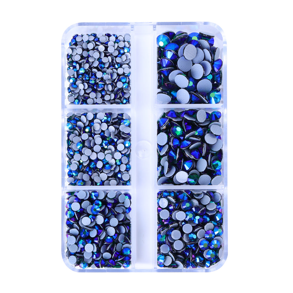 Mixed Sizes 6 Grid Box Dark Green AB Glass HotFix Rhinestones For Clothing DIY WholesaleRhinestone Main image