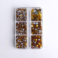 Mixed Sizes 6 Grid Box Topaz Glass HotFix Rhinestones For Clothing DIY