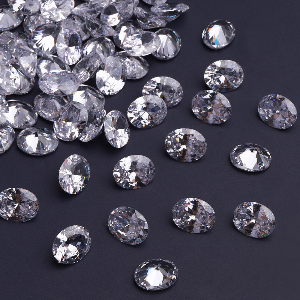 Oval Shape Pointed Back Crystal Cubic Zirconia Stones For Jewelry Restoration Secondary image