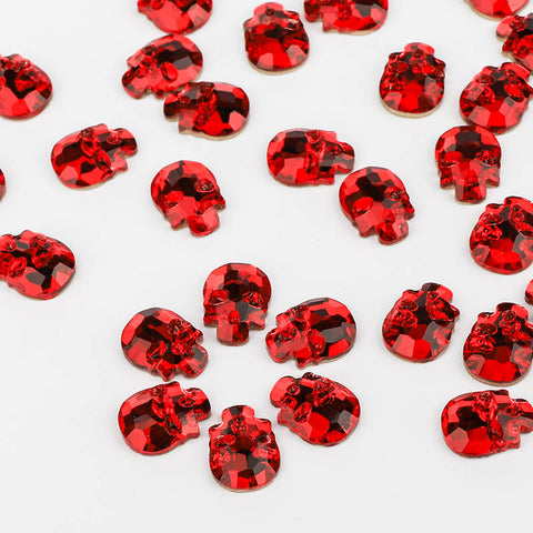 Skull Shape Red Flat Back Fancy Rhinestones WholesaleRhinestone