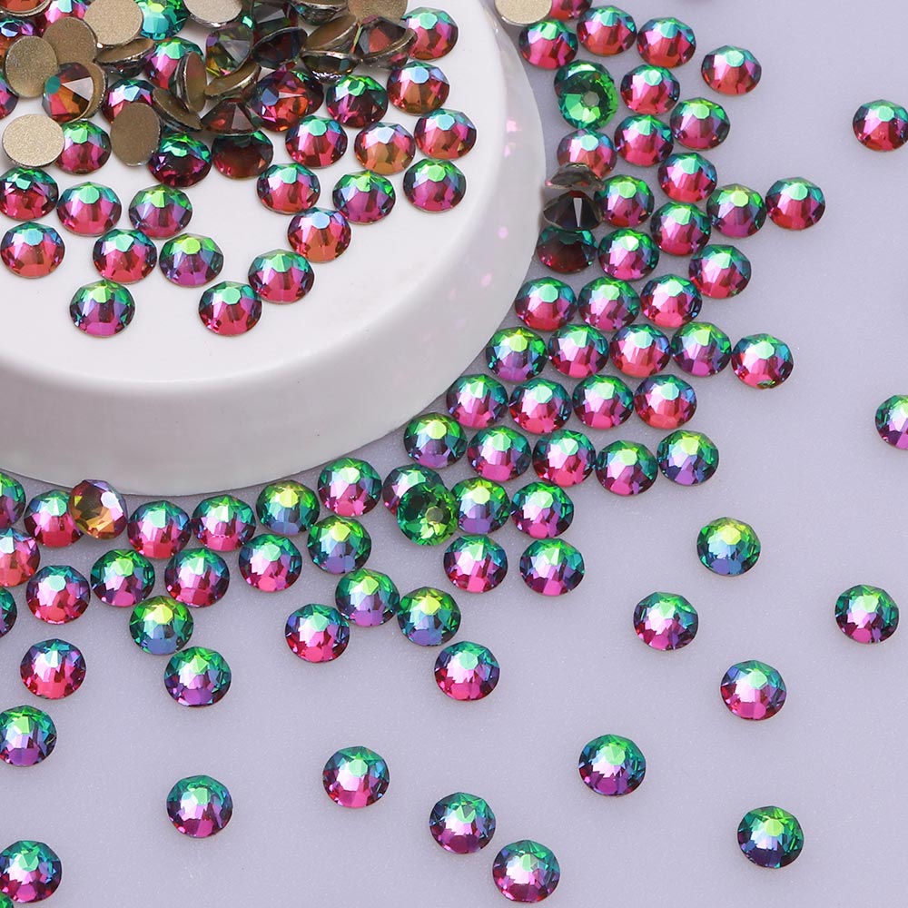 Green Volcano Glass Flat Back Glue-On Rhinestones 16 Cut Facets WholesaleRhinestone