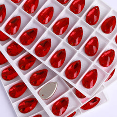 Light Siam Drop Shape High Quality Glass Sew-on Rhinestones WholesaleRhinestone