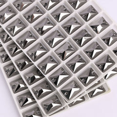 Jet Metallic Silver Rectangle Shape High Quality Glass Sew-on Rhinestones WholesaleRhinestone