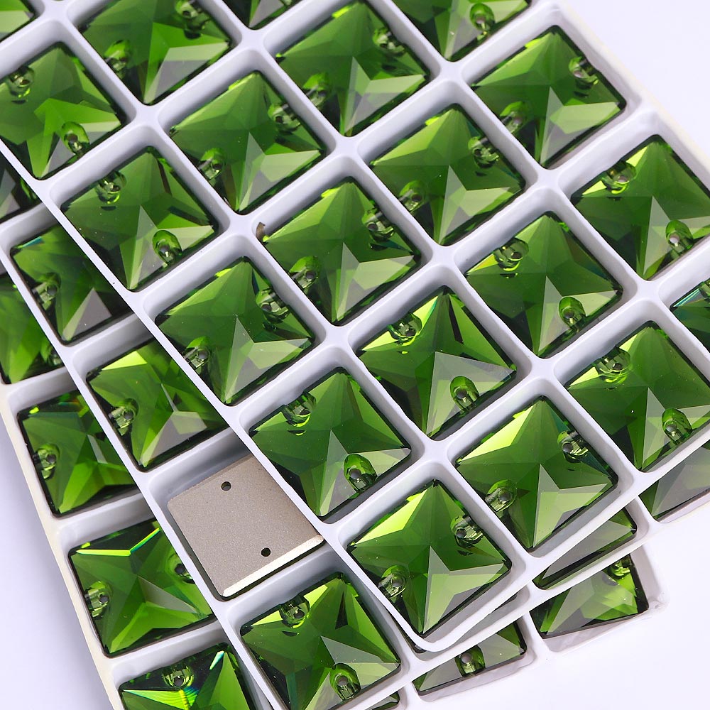 Fern Green Square Shape High Quality Glass Sew-on Rhinestones WholesaleRhinestone