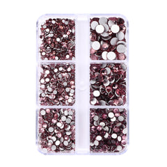 Mixed Sizes 6 Grid Box Light Amethyst Glass FlatBack Rhinestones For Nail Art  Silver Back