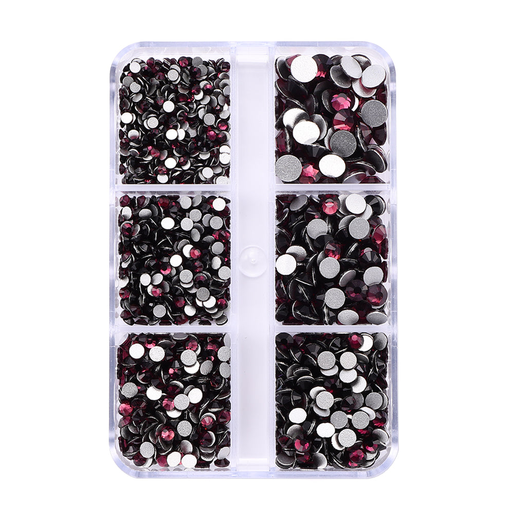 Mixed Sizes 6 Grid Box Amethyst Glass FlatBack Rhinestones For Nail Art  Silver Back WholesaleRhinestone