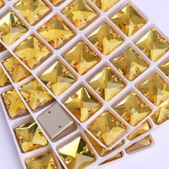 Light Topaz Square Shape High Quality Glass Sew-on Rhinestones WholesaleRhinestone