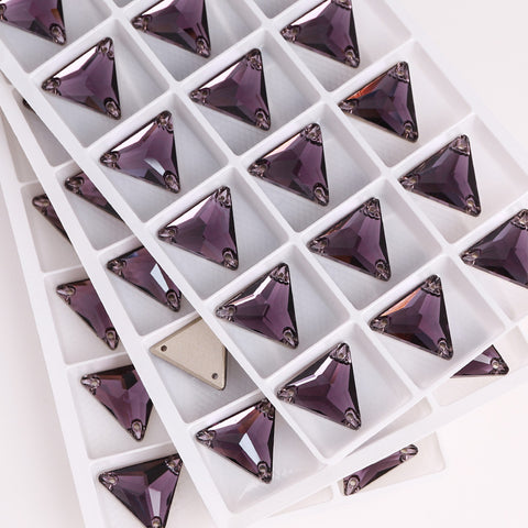 Amethyst Triangle Shape High Quality Glass Sew-on Rhinestones WholesaleRhinestone