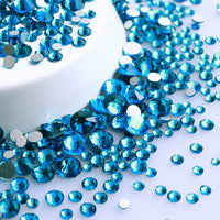 Mixed Sizes Capri Blue Glass FlatBack Rhinestones For Nail Art Silver Back WholesaleRhinestone