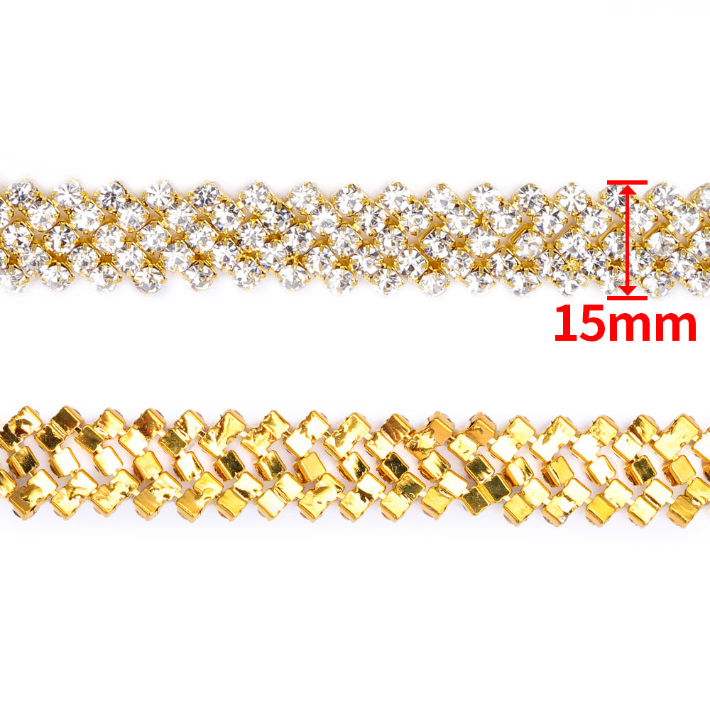 Sew-on Crystal Glass Round Rhinestone Trim Chain Applique RA1124 WholesaleRhinestone
