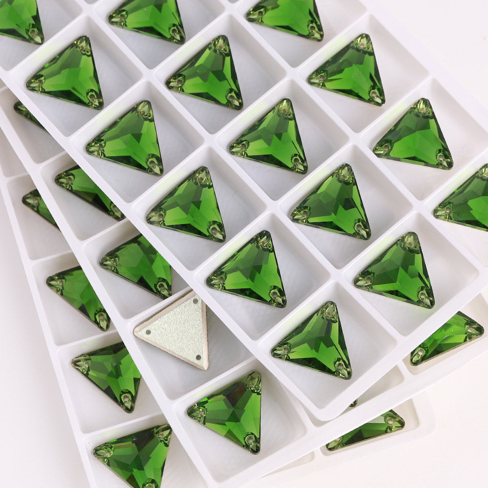 Fern Green Triangle Shape High Quality Glass Sew-on Rhinestones WholesaleRhinestone