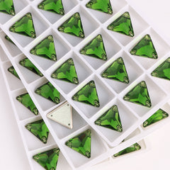 Fern Green Triangle Shape High Quality Glass Sew-on Rhinestones WholesaleRhinestone