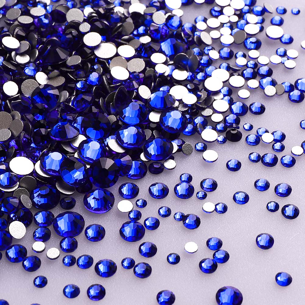 Mixed Sizes Sapphire Glass FlatBack Rhinestones For Nail Art Silver Back Secondary image