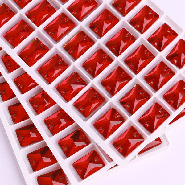 Light Siam Rectangle Shape High Quality Glass Sew-on Rhinestones WholesaleRhinestone