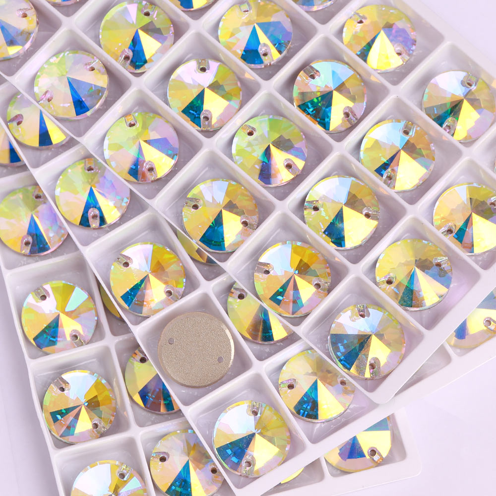 Crystal AB Rivoli  Shape High Quality Glass Sew-on Rhinestones WholesaleRhinestone