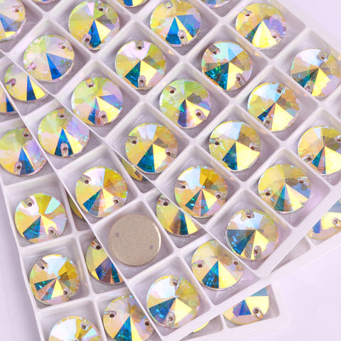 Crystal AB Rivoli  Shape High Quality Glass Sew-on Rhinestones WholesaleRhinestone