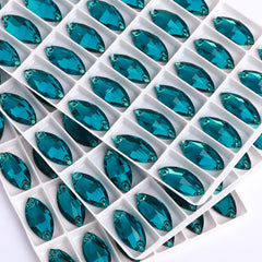 Indicolite Navette Shape High Quality Glass Sew-on Rhinestones WholesaleRhinestone