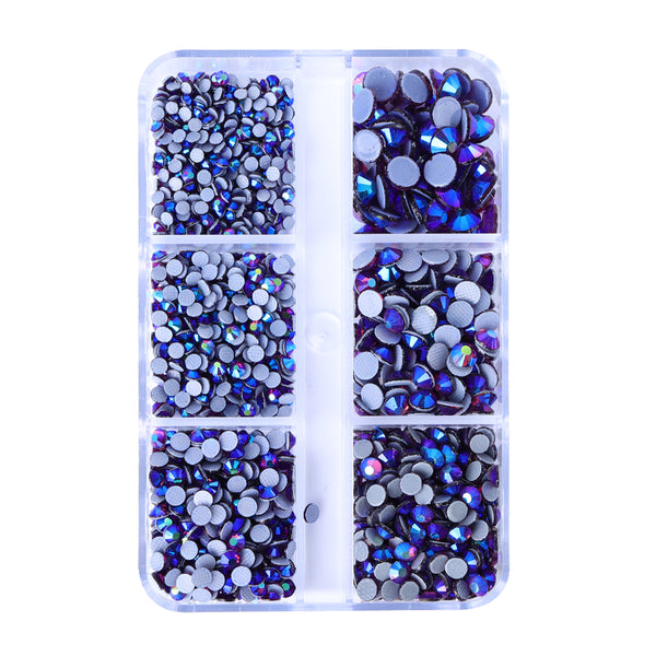 Mixed Sizes 6 Grid Box Amethyst AB Glass HotFix Rhinestones For Clothing DIY WholesaleRhinestone