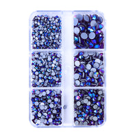 Mixed Sizes 6 Grid Box Amethyst AB Glass HotFix Rhinestones For Clothing DIY