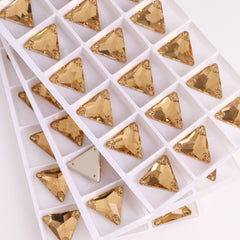 Light Smoked Topaz Triangle Shape High Quality Glass Sew-on Rhinestones WholesaleRhinestone