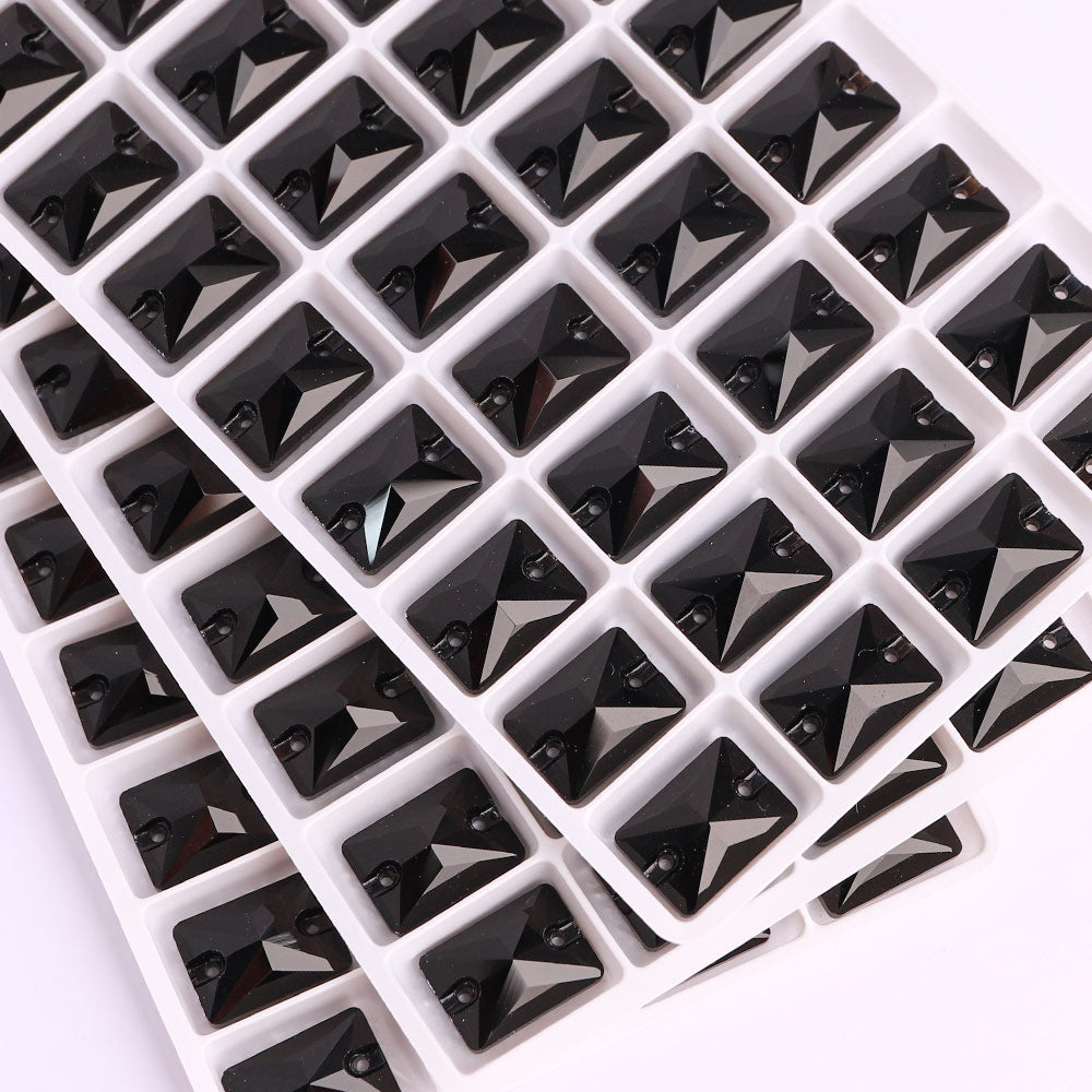 Jet Rectangle Shape High Quality Glass Sew-on Rhinestones WholesaleRhinestone