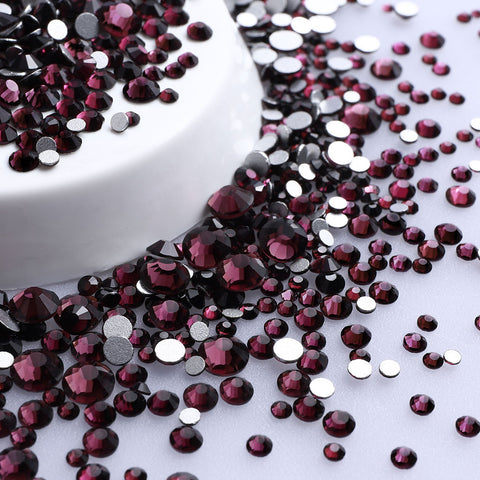 Mixed Sizes Amethyst Glass FlatBack Rhinestones For Nail Art Silver Back WholesaleRhinestone 메인 이미지
