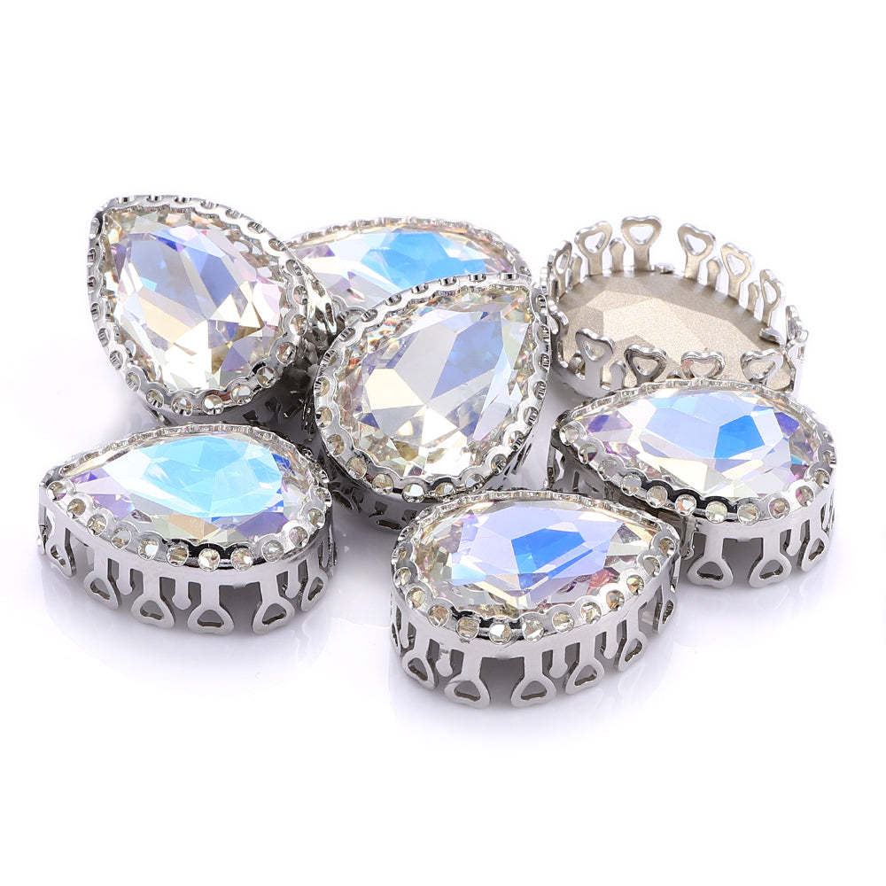 Moonlight Drop Shape High-Quality Glass Sew-on Nest Hollow Claw Rhinestones WholesaleRhinestone