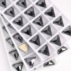Jet Metallic Silver Triangle Shape High Quality Glass Sew-on Rhinestones WholesaleRhinestone