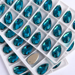 Indicolite Drop Shape High Quality Glass Sew-on Rhinestones WholesaleRhinestone