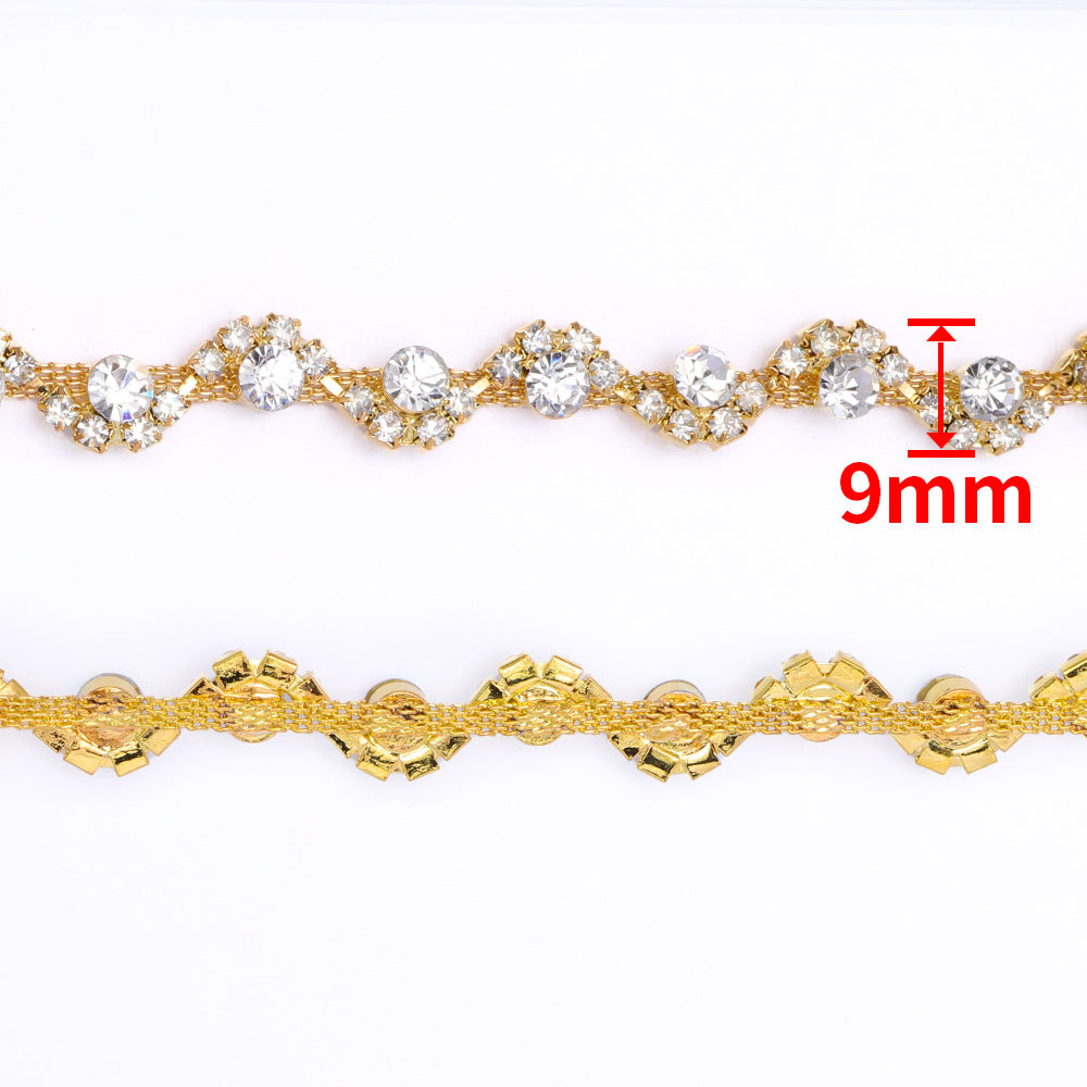 Sew-on Crystal Glass Rivoli Rhinestone Trim Chain Applique RA420 WholesaleRhinestone