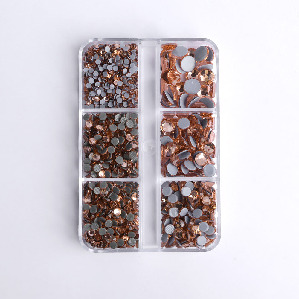 Mixed Sizes 6 Grid Box Champagne Glass HotFix Rhinestones For Clothing DIY WholesaleRhinestone