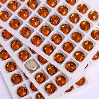 Tangerine XIRIUS Round Shape High Quality Glass Sew-on Rhinestones WholesaleRhinestone