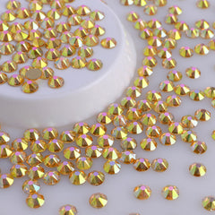 Metal Sunlight Glass Flat Back Glue-On Rhinestones 16 Cut Facets WholesaleRhinestone