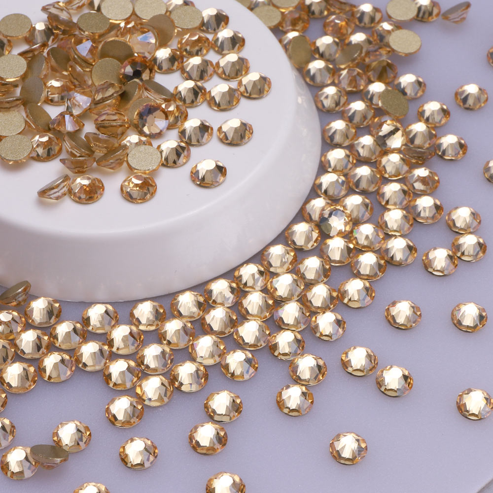 Golden Shadow Glass Flat Back Glue-on Rimestones 16 Facteurs coupés en vrac Image secondaire du produit
