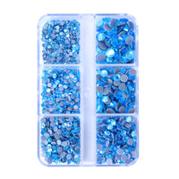 Mixed Sizes 6 Grid Box Aquamarine AB Glass HotFix Rhinestones For Clothing DIY