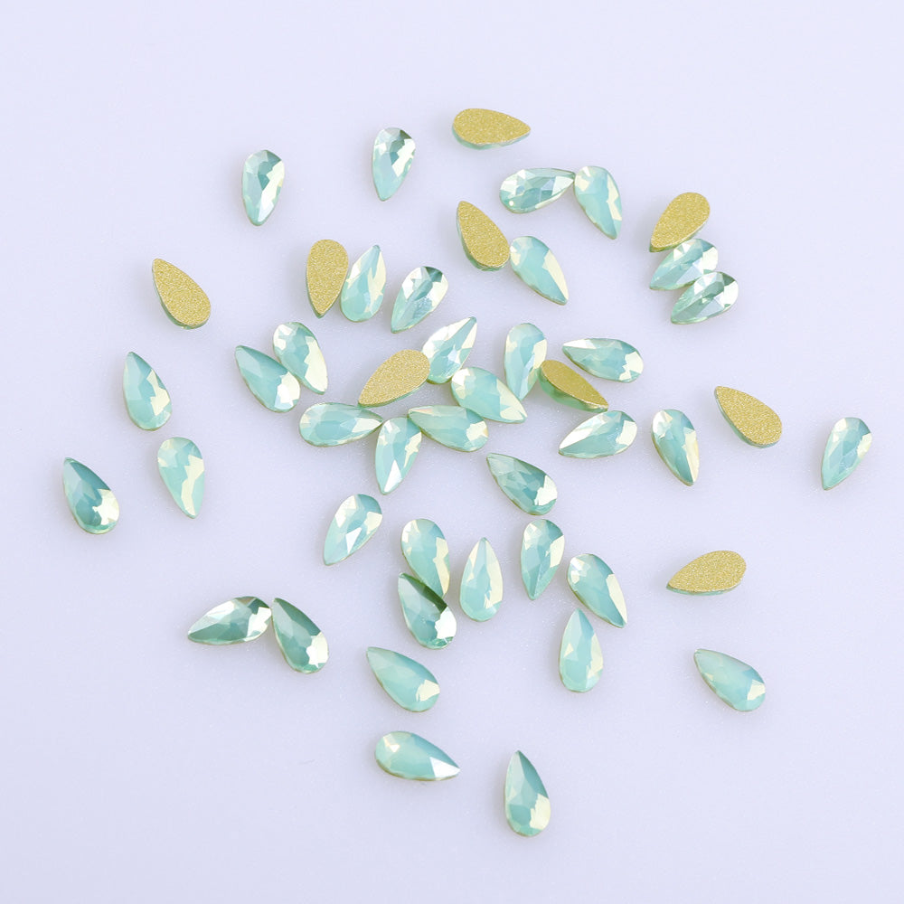 Raindrop Shape Green Opal Flat Back Fancy Rhinestones WholesaleRhinestone