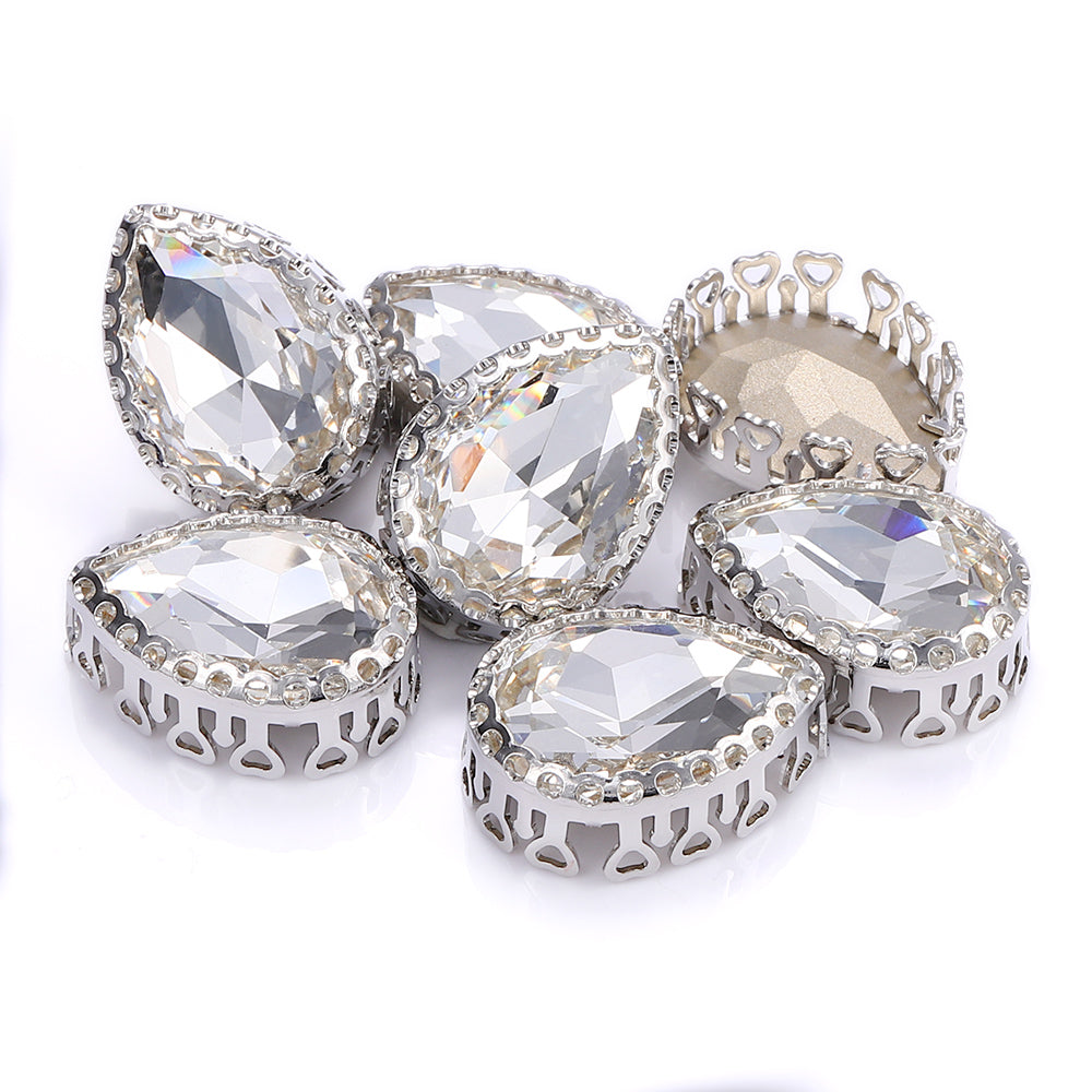Crystal Drop Shape High-Quality Glass Sew-on Nest Hollow Claw Rhinestones WholesaleRhinestone