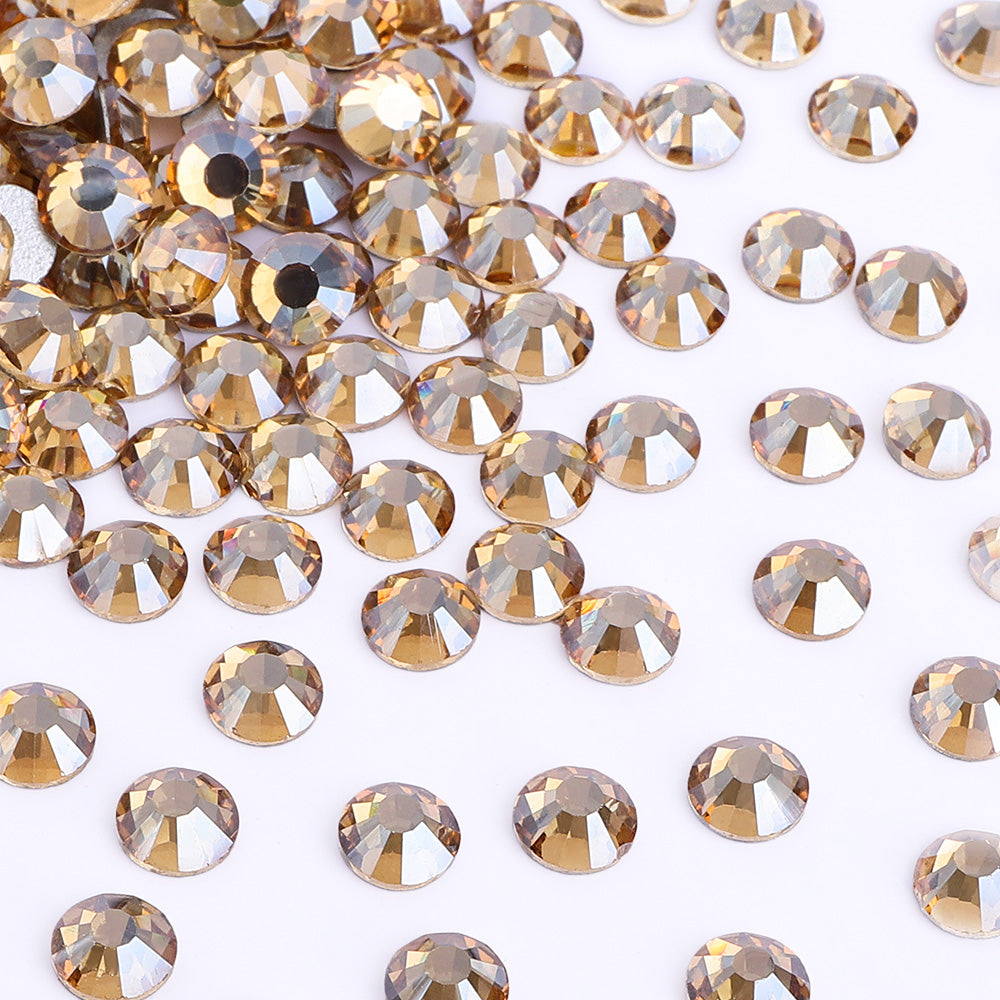 Golden Shadow Glass Flat Back Rhinestones Silver Back WholesaleRhinestone