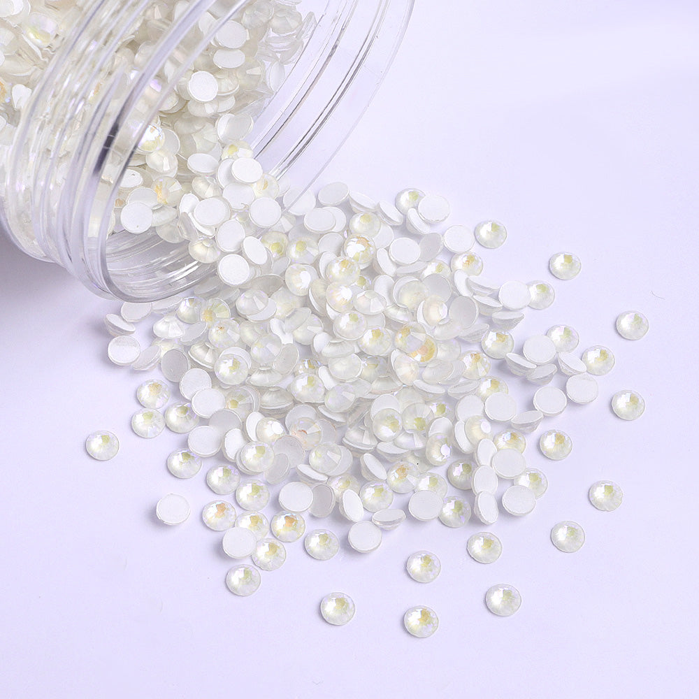 Mocha SS White Glass Flatback Luminous Rhinestones til neglekunst Sekundært billede