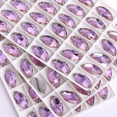  Vitrail Light Navette Shape High Quality Glass Sew-on Rhinestones WholesaleRhinestone