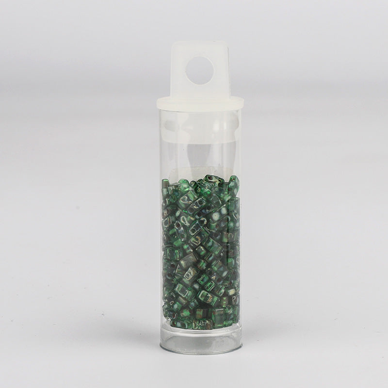 Miyuki Half Tila Glass Seed Beads Transparent Green Picasso HTL-4507 WholesaleRhinestone