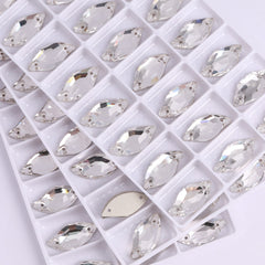 Crystal Diamond Leaf Shape High Quality Glass Sew-on Rhinestones WholesaleRhinestone